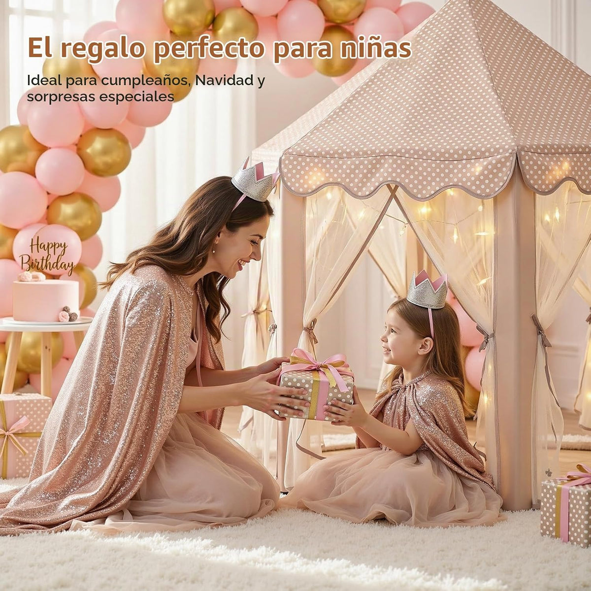Wilwolfer tienda de campaña tipo castillo de princesa para niñas, t...