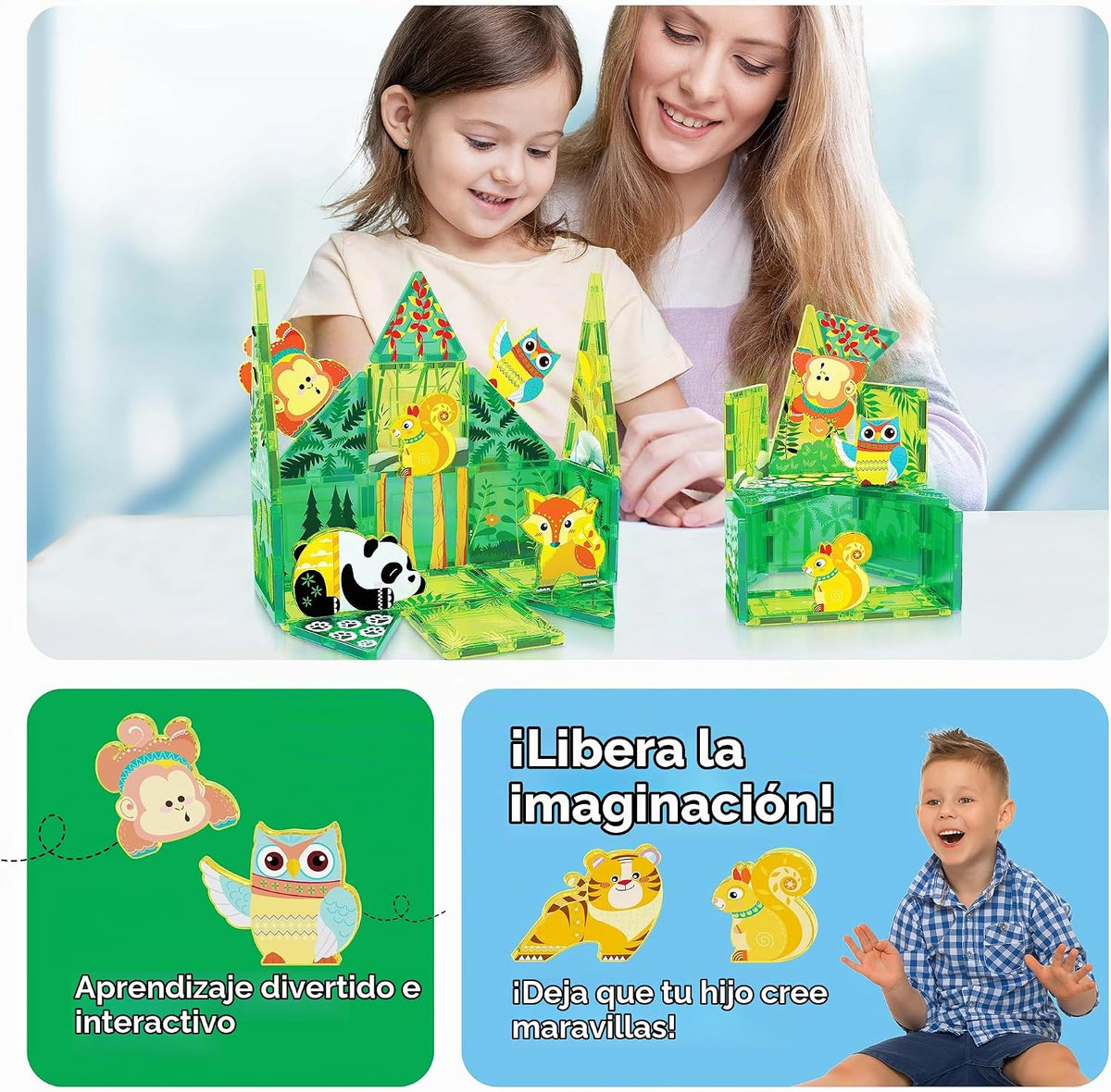 PicassoTiles Juego de bloques de construcción magnéticos con tema d...
