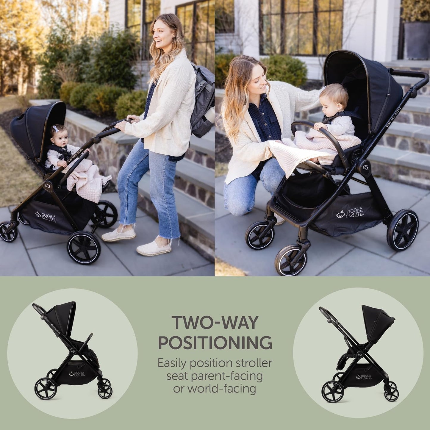 KOOLABABY Cochecito de bebé reversible \u2013 Cochecito plegable co...