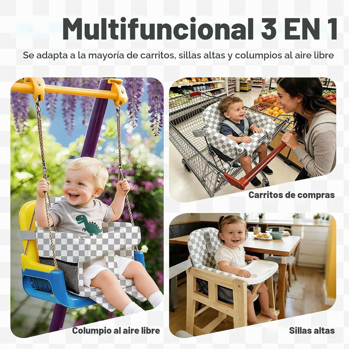 Funda de asiento de carrito de compras para bebé niña y niño, funda...