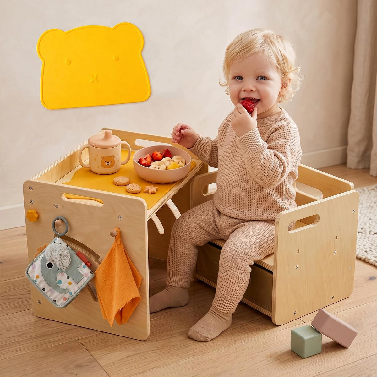 Montessori - Juego de mesa y silla \u2013 Mesa de destete ajustable...