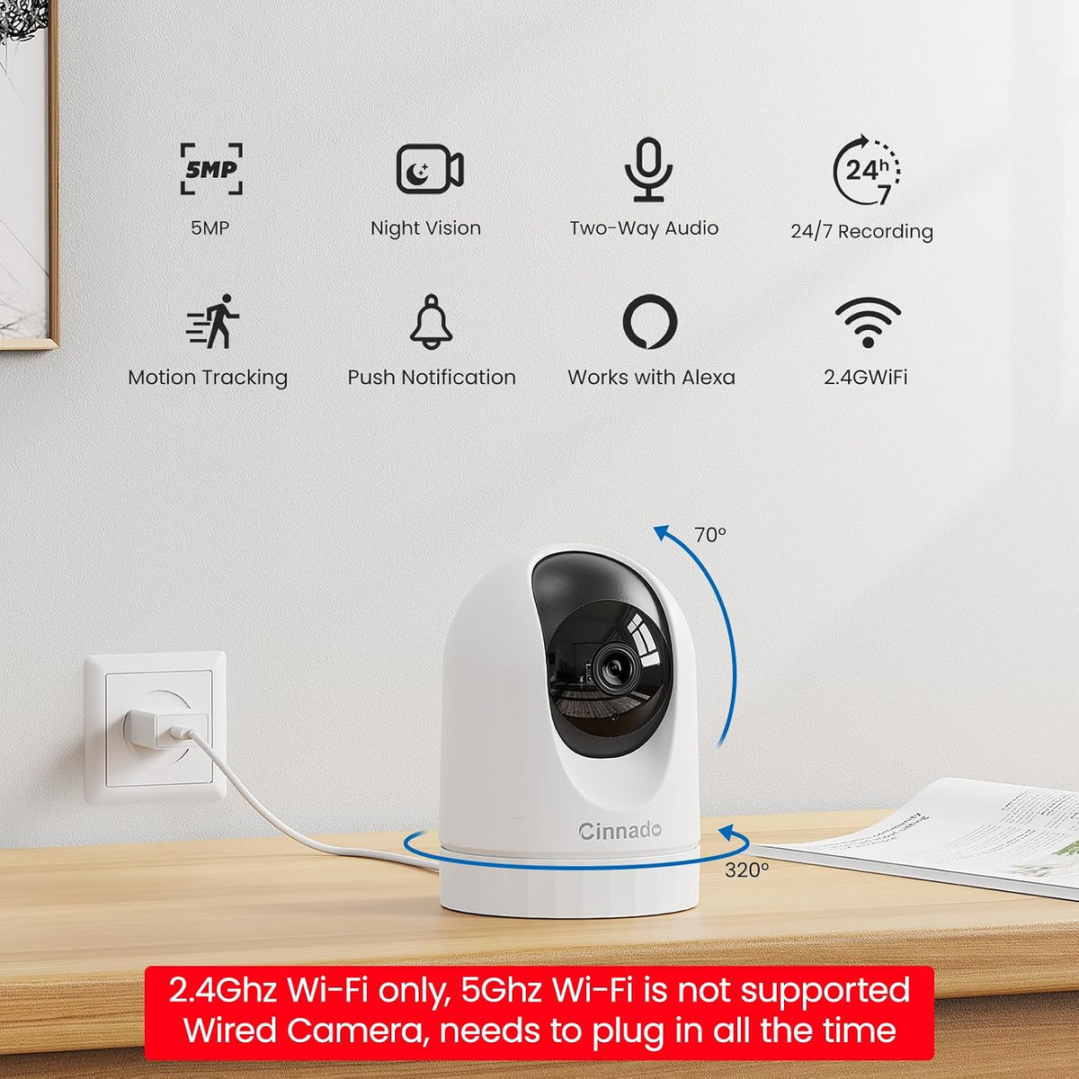 Cámara de seguridad para interiores 2K, monitor de bebé con cámara...