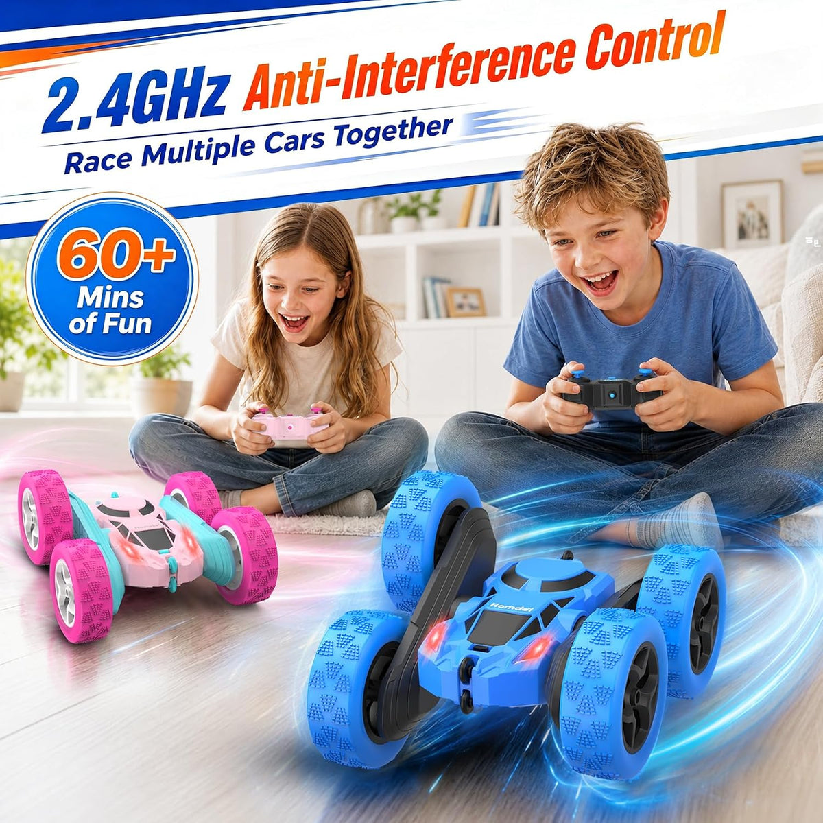 Hamdol Coche de control remoto rosa para niñas, auto de acrobacias...