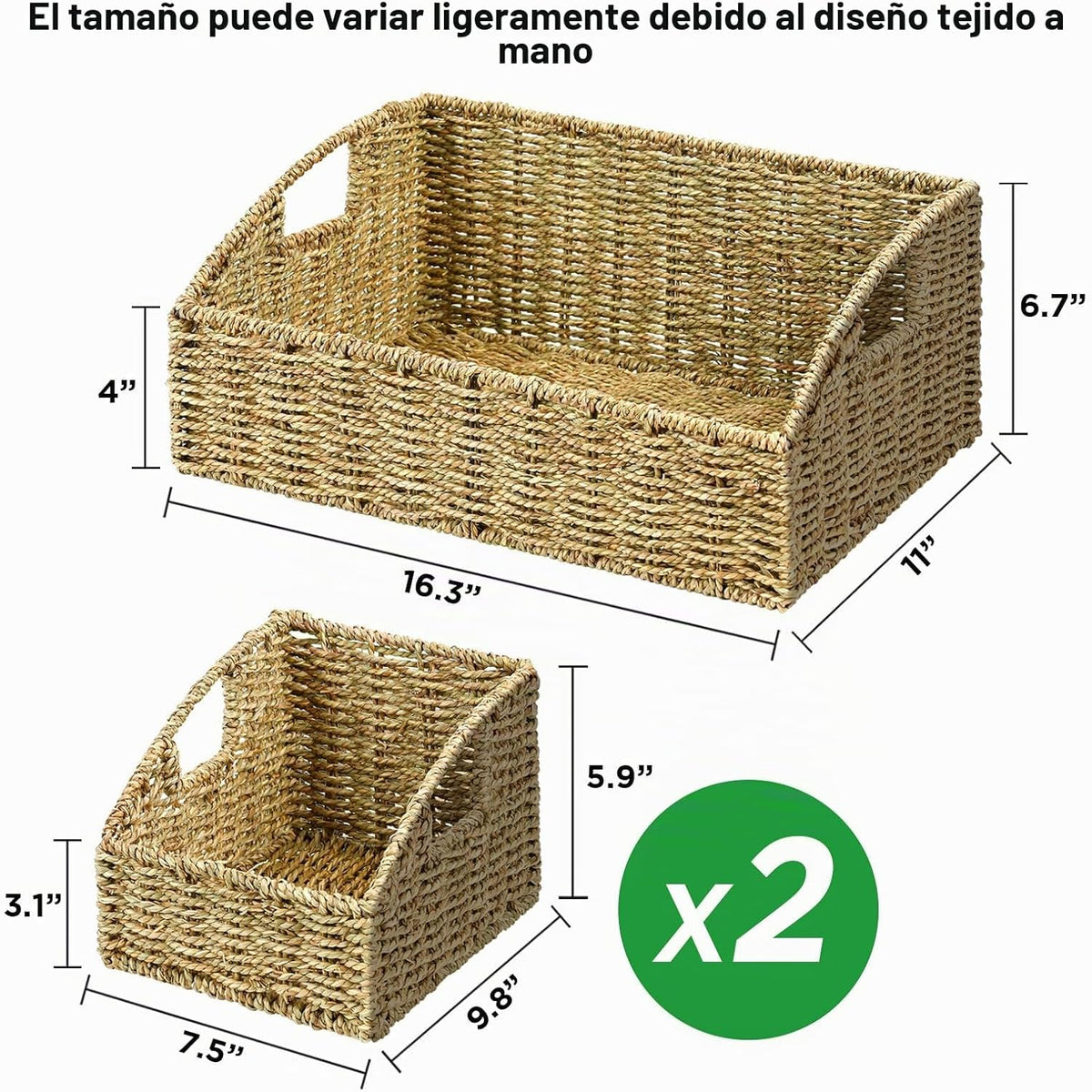 Ollieroo Cestas de almacenamiento de hierba marina natural, contene...