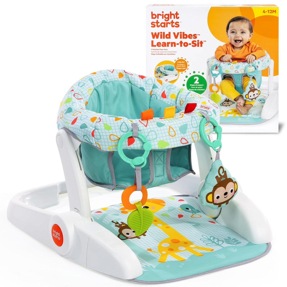 Bright Starts Learn-to-Sit - Asiento de piso para bebé, 2 posicione...