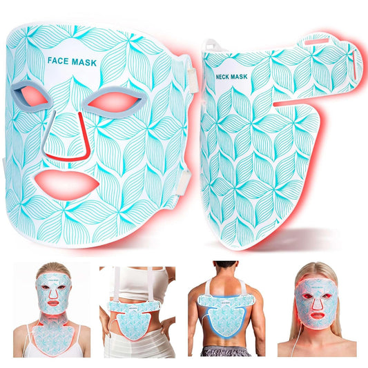 Máscara de terapia de luz roja para cara y cuello, 8 colores brilla...