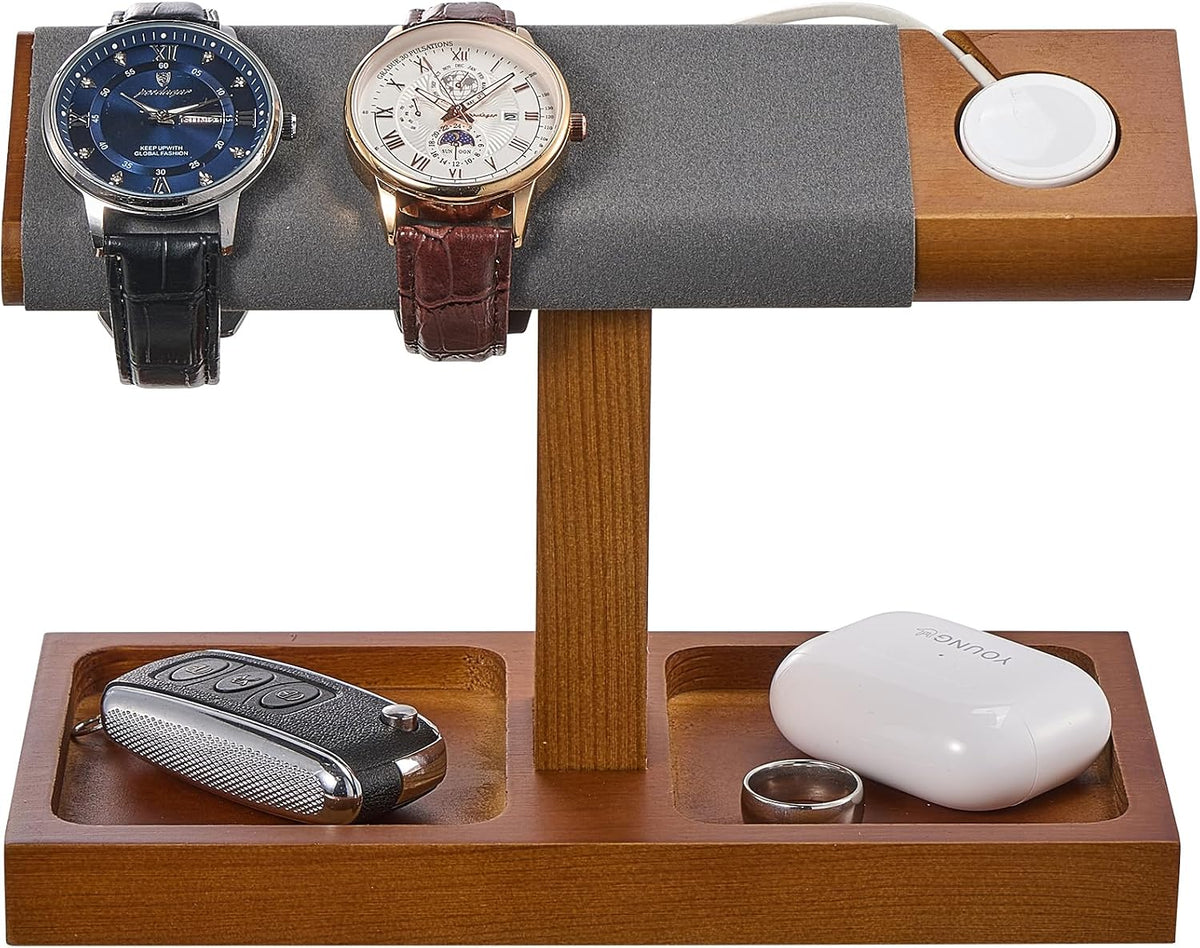 ProCase Soporte de exhibición de reloj de madera para hombres, torr...