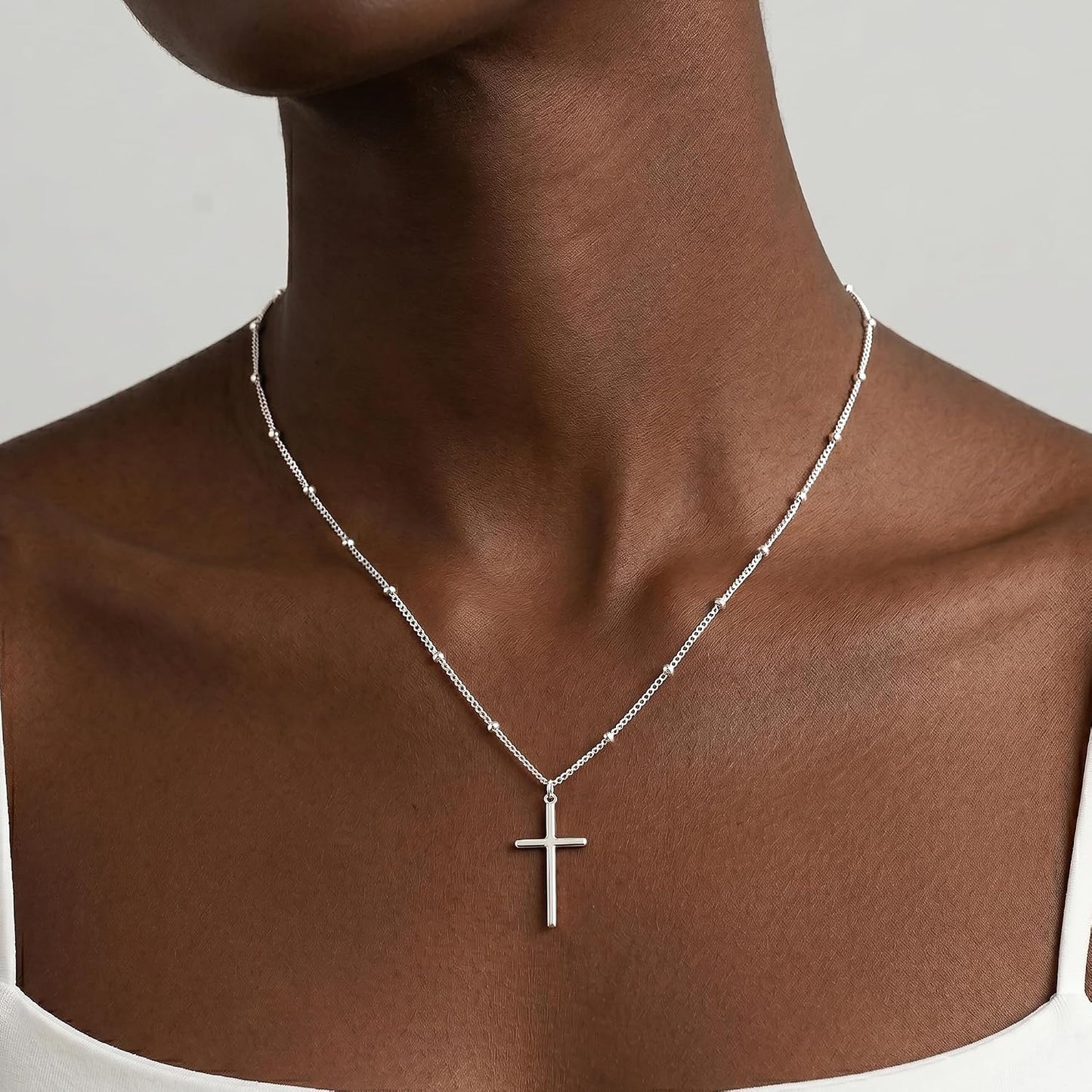 JophyX Collar de cruz de plata de ley 925 para mujer, cadena de cue...