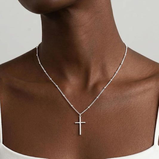 JophyX Collar de cruz de plata de ley 925 para mujer, cadena de cue...