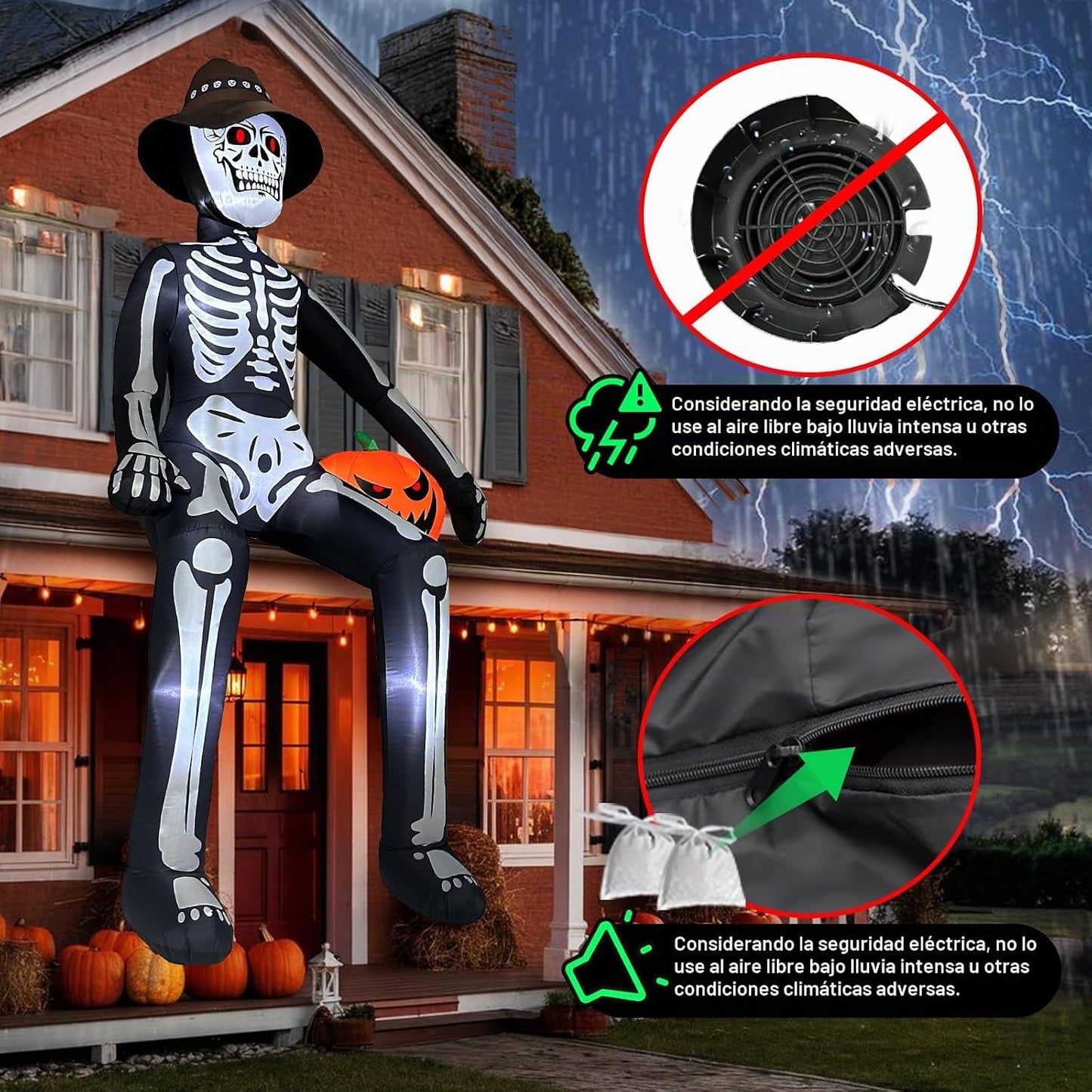 OurWarm Esqueleto inflable de 10 pies para decoración de Halloween...