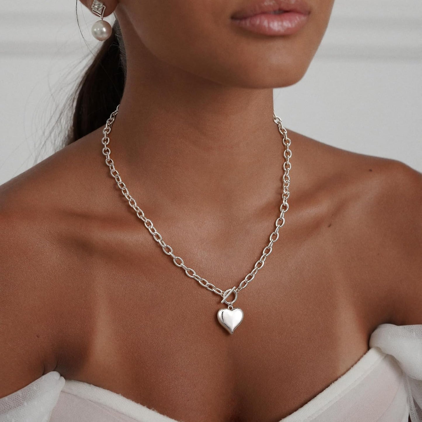LEXODY Collar de oro grueso para mujer, simple chapado en oro de 14...