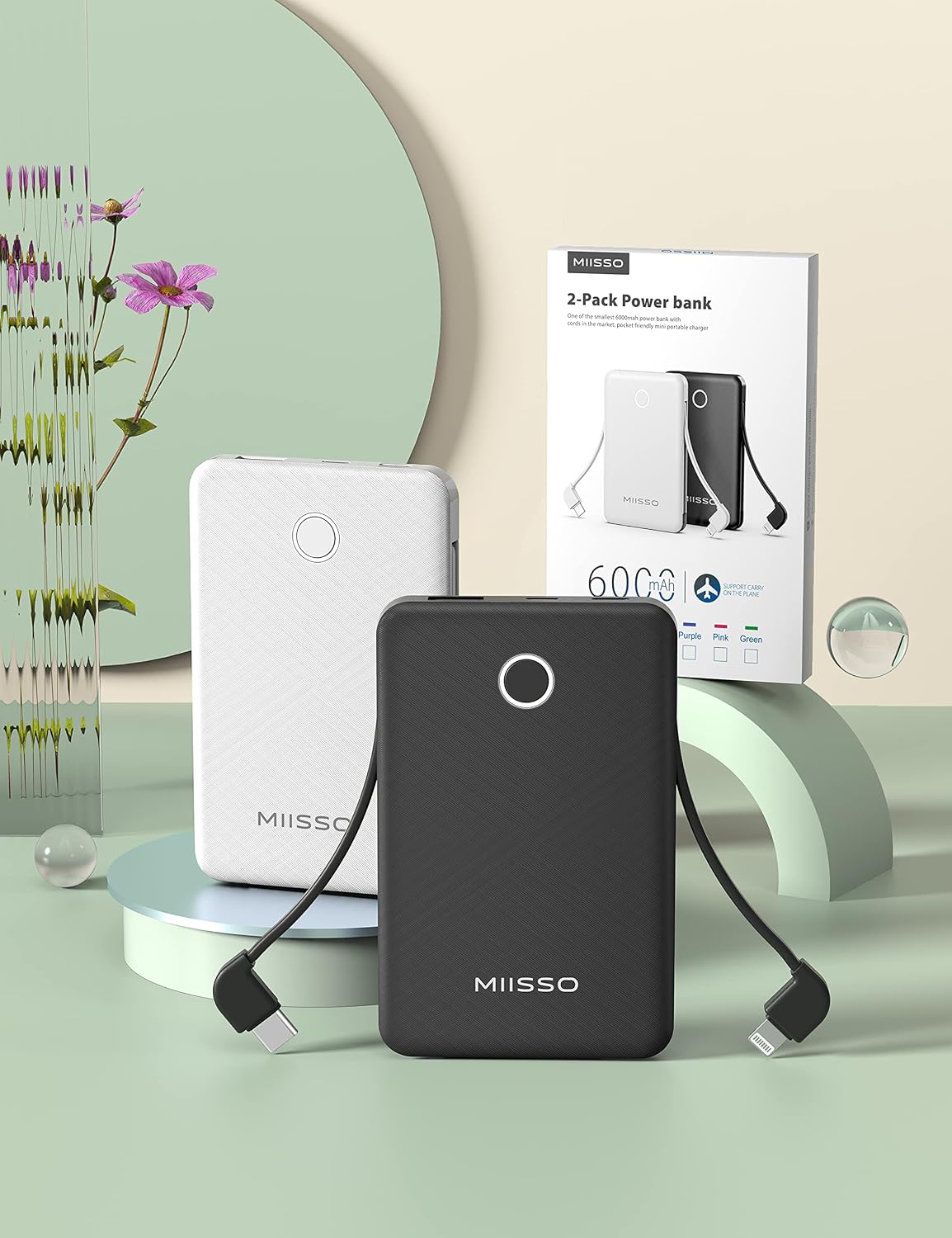 miisso - Cargador de batería portátil de 6000 mAh, ultradelgado con...
