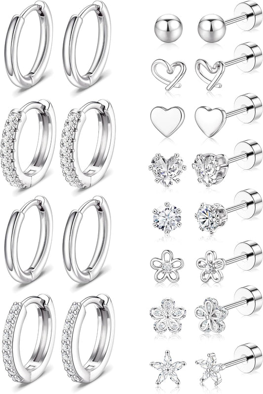 Aretes de tuerca hipoalergénicos de oro para mujeres y niñas - Jueg...