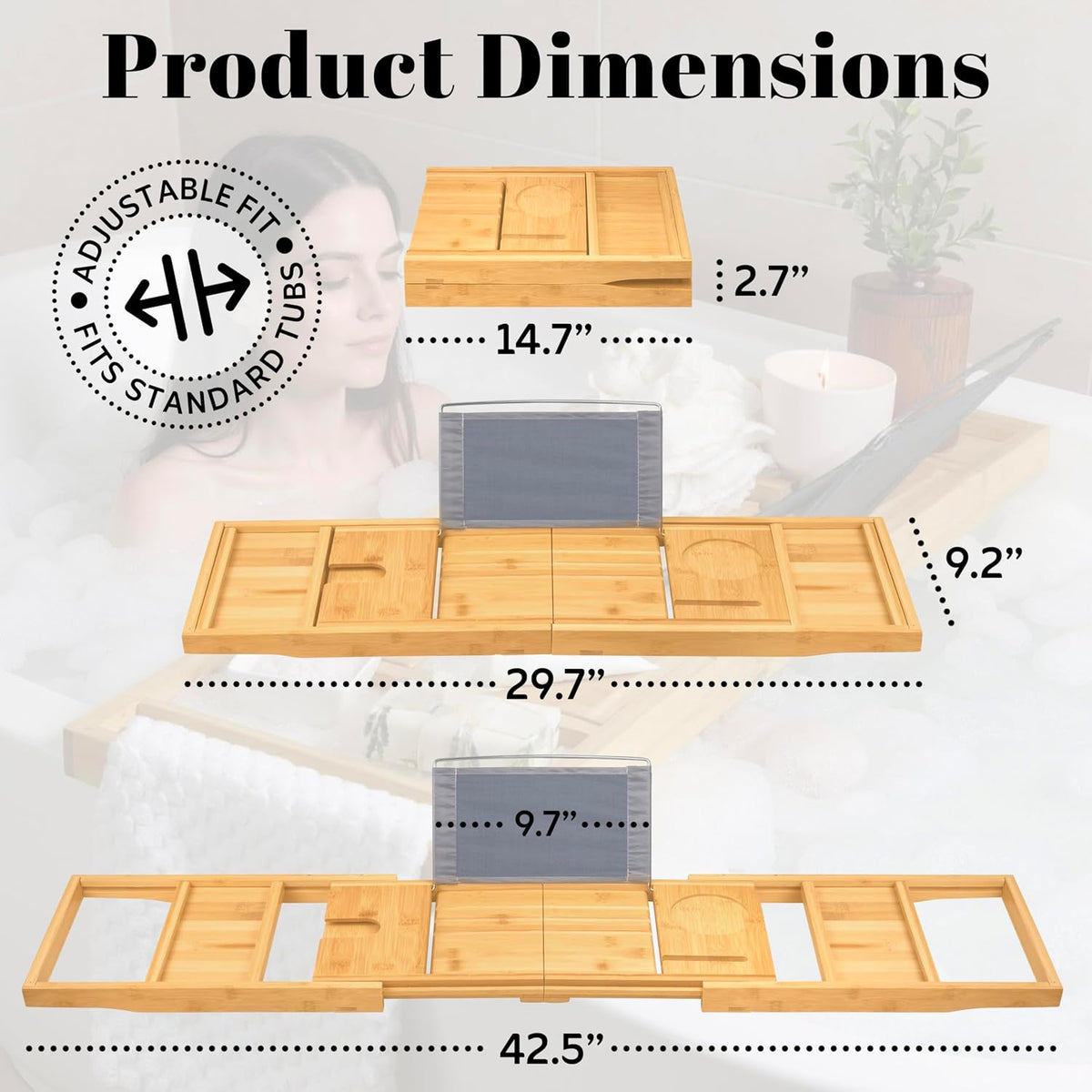 Home It Bandeja Premium Plegable para Bañera - Bandeja de Baño de B...
