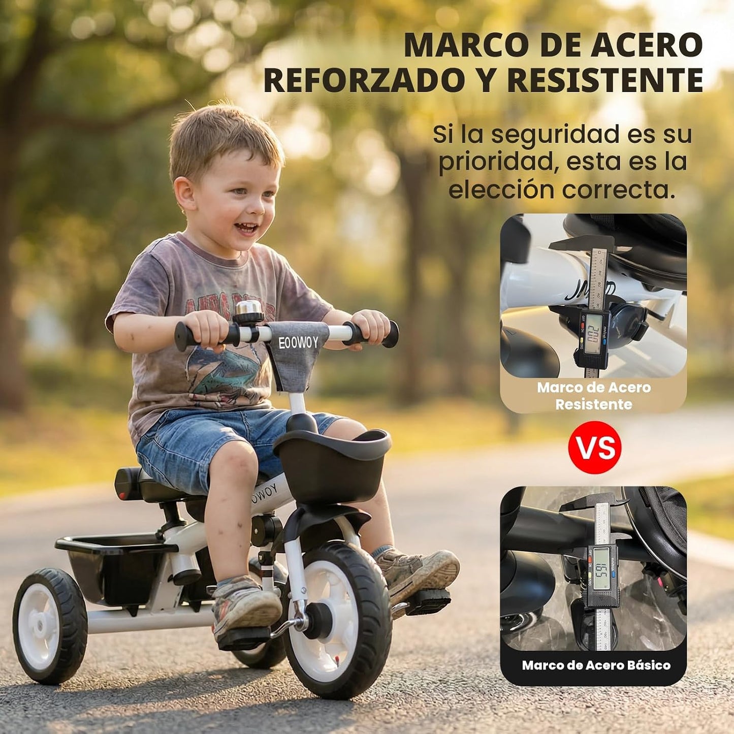 EOOWOY Triciclo para niños pequeños con mango de empuje, triciclo 7...