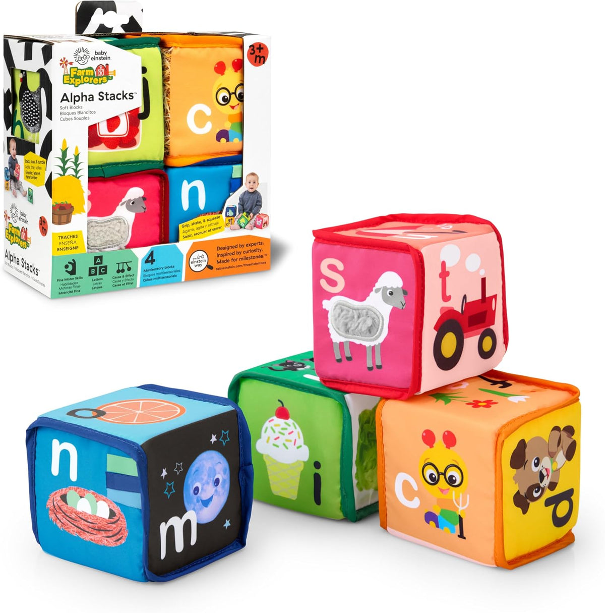 Baby Einstein Alpha Stacks - Bloques de aprendizaje para bebés, jug...