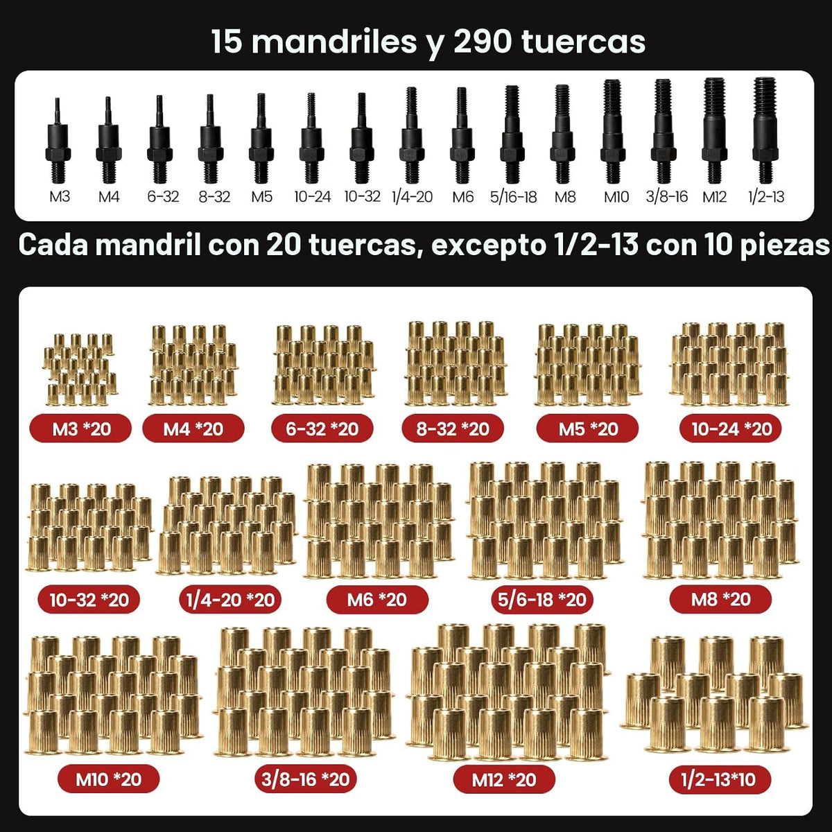 Kit de herramientas de tuerca de remache, herramienta de tuerca rem...