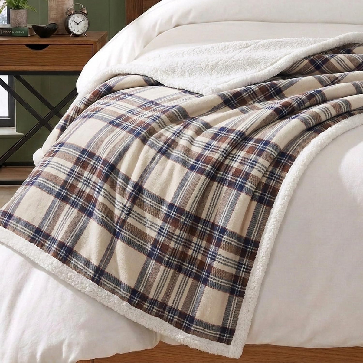 Eddie Bauer - Manta decorativa de franela de algodón para hogar, ro...