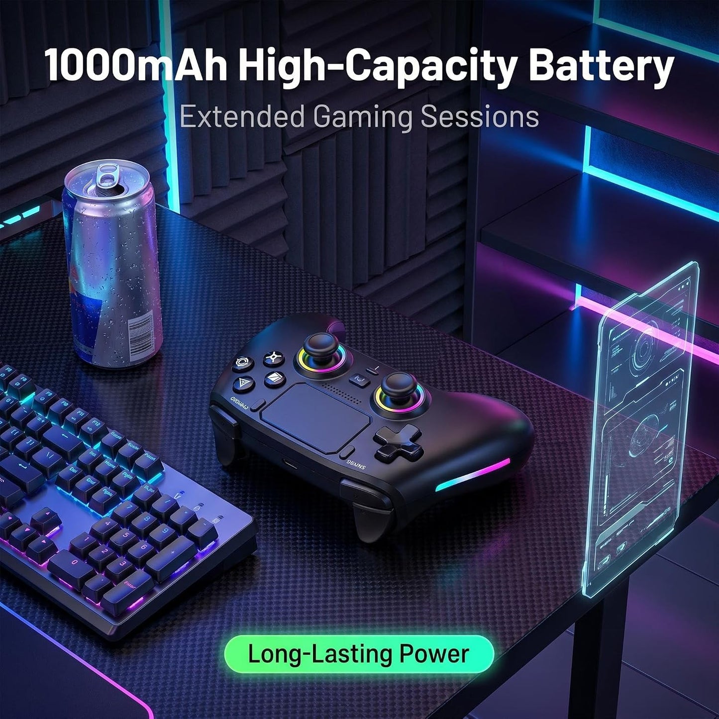 Controlador inalámbrico ZWYSYMX para PS5, efecto de luz RGB, joysti...
