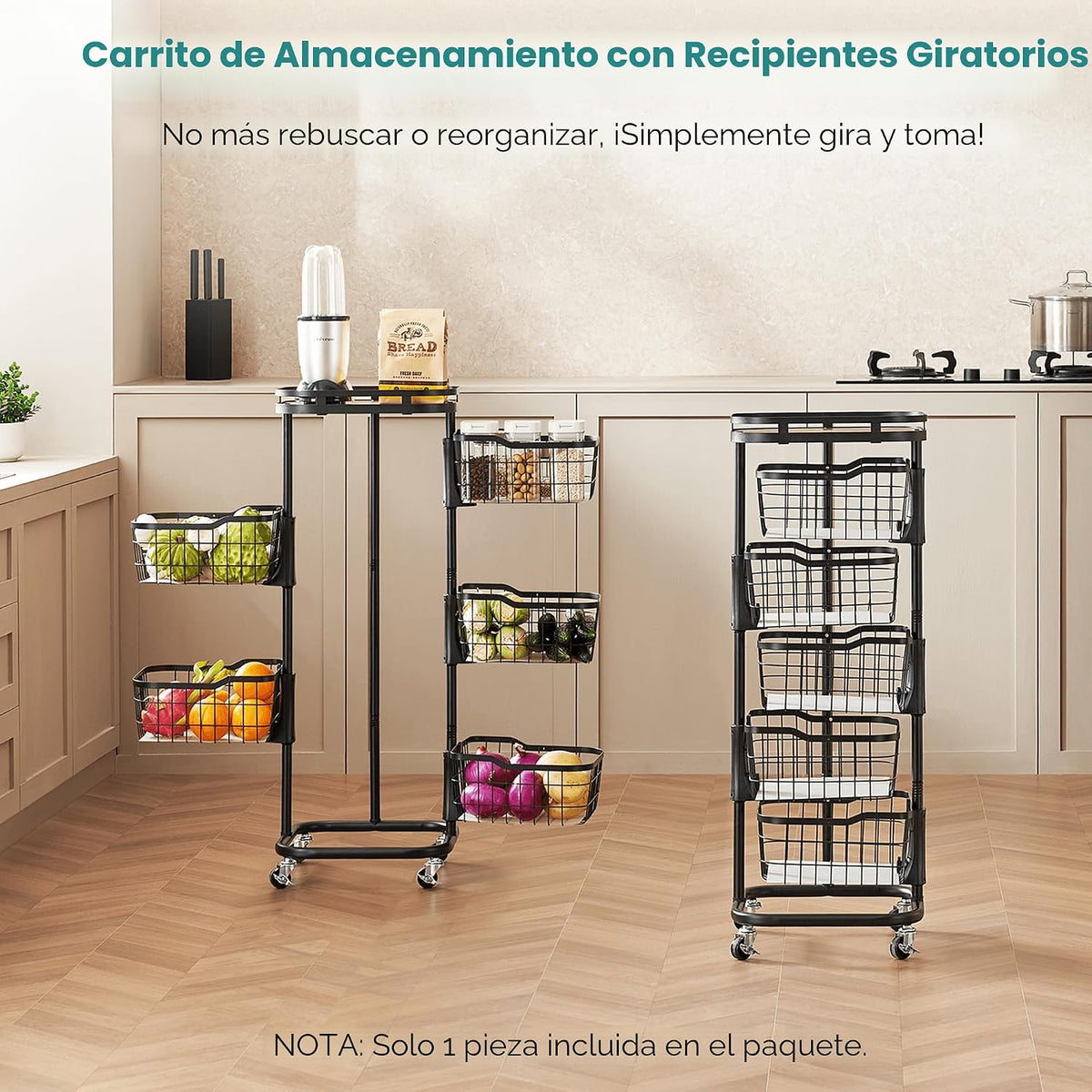 Ocyfym - Carrito de almacenamiento de frutas y verduras de 5 nivele...