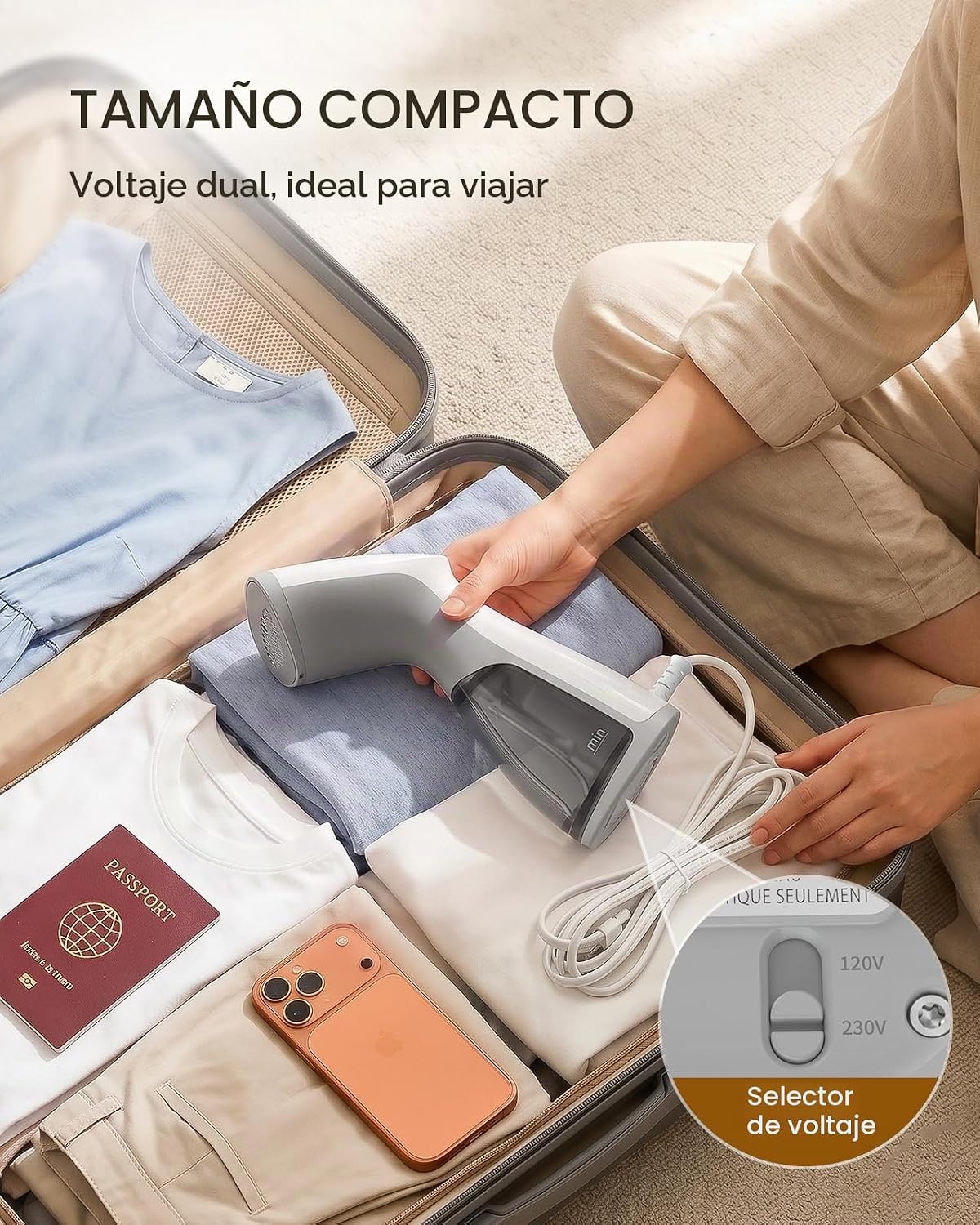 BEAUTURAL Vaporizador de viaje para ropa, voltaje dual para uso mun...