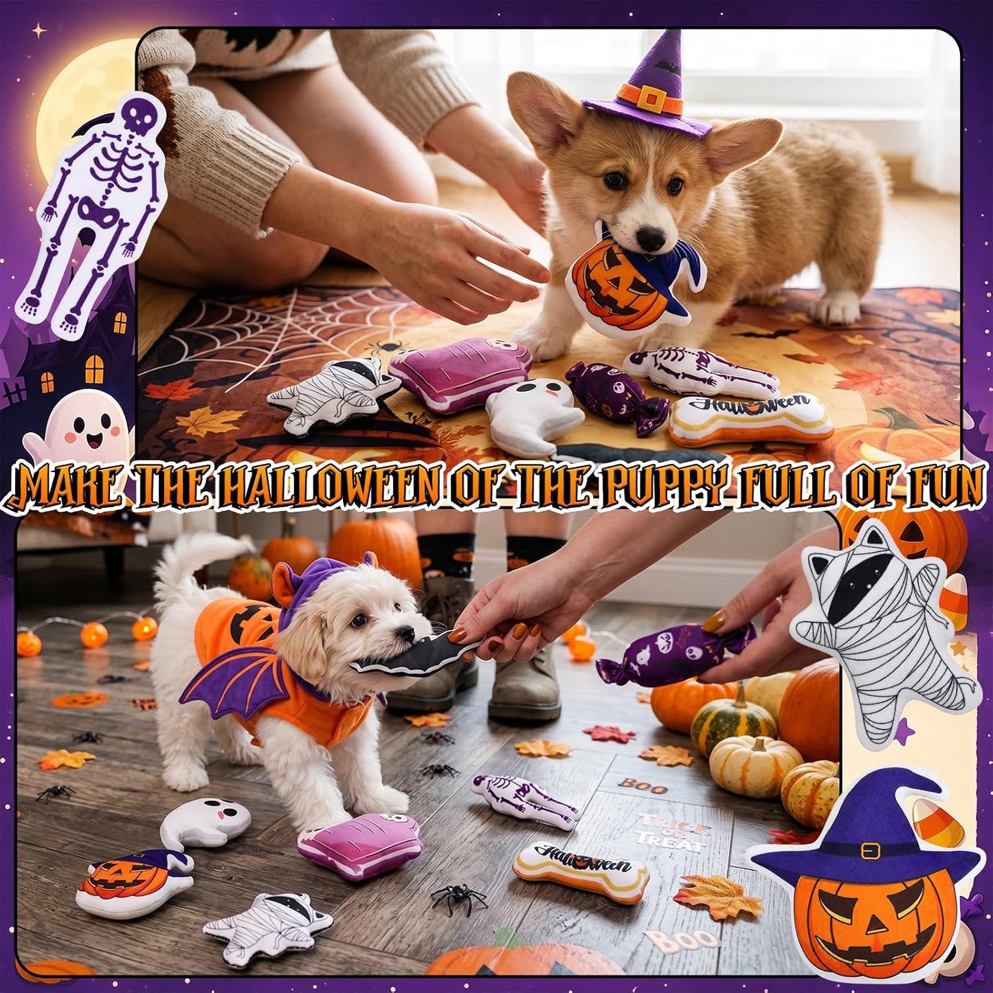 Soulchen 80 piezas de juguetes chirriantes para perros de Halloween...