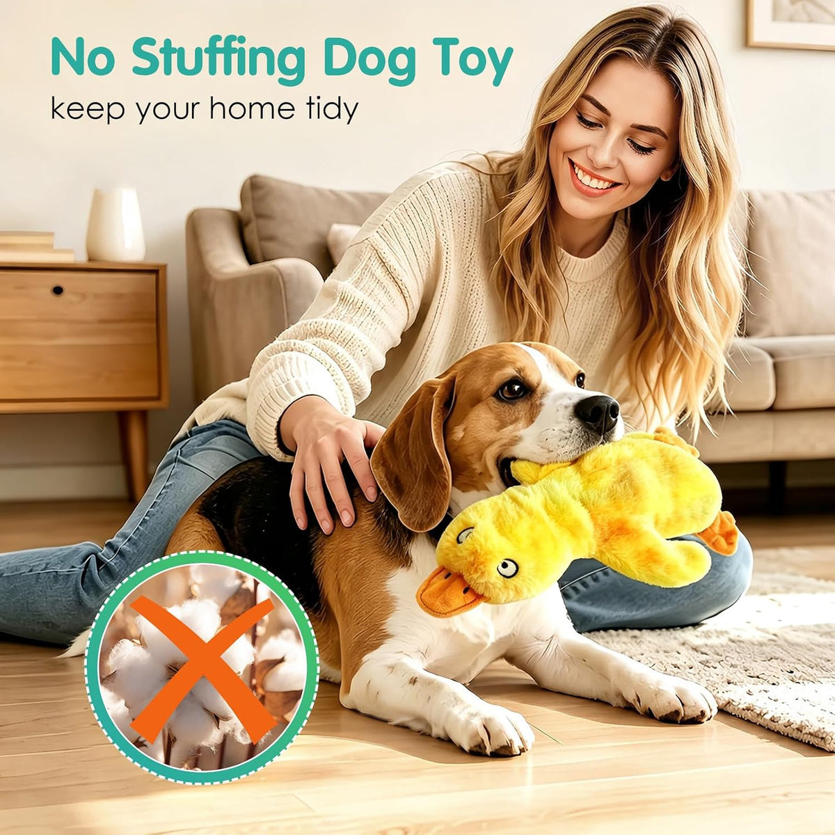 Fuufome Juguete chirriante para perro sin relleno, juguete masticab...