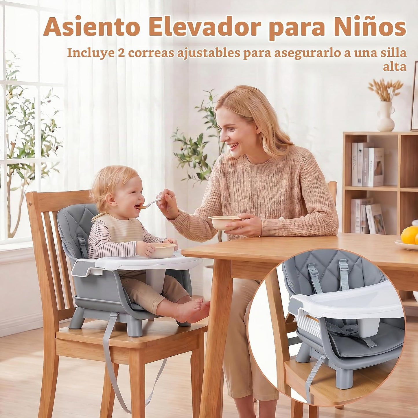 HONEY JOY Silla alta para bebé, silla alta de alimentación converti...