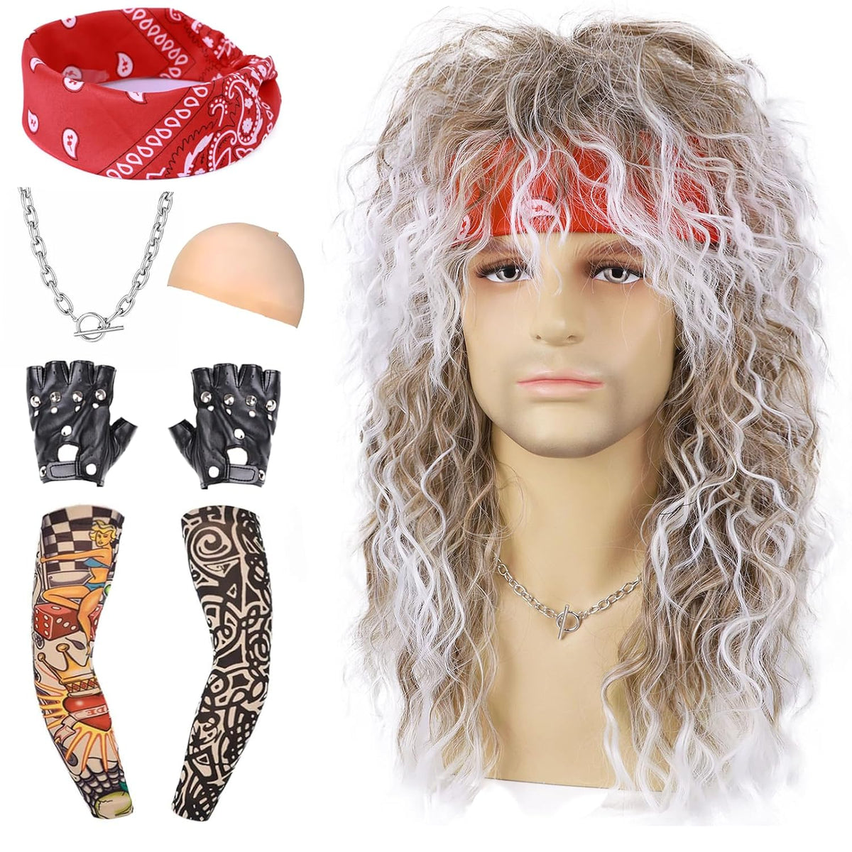Guree Hair 6 pelucas de salmonete rockero para hombres y mujeres, u...