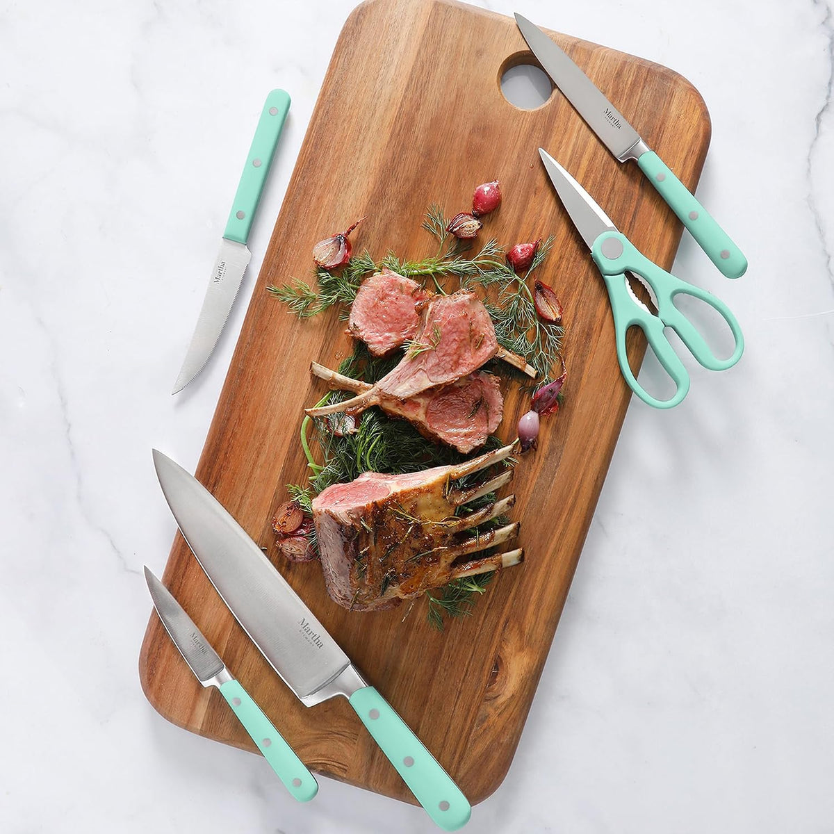 Martha Stewart Eastwalk - Juego de 14 cuchillos de acero inoxidable...