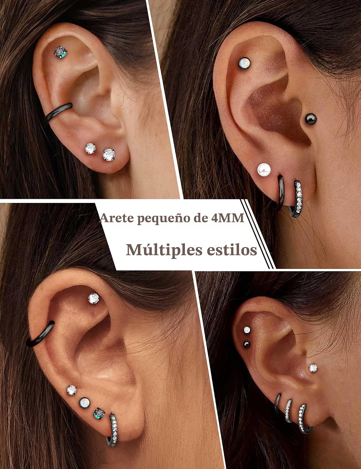 Jstyle Aretes de tuerca con aro hipoalergénicos para mujer, pequeño...