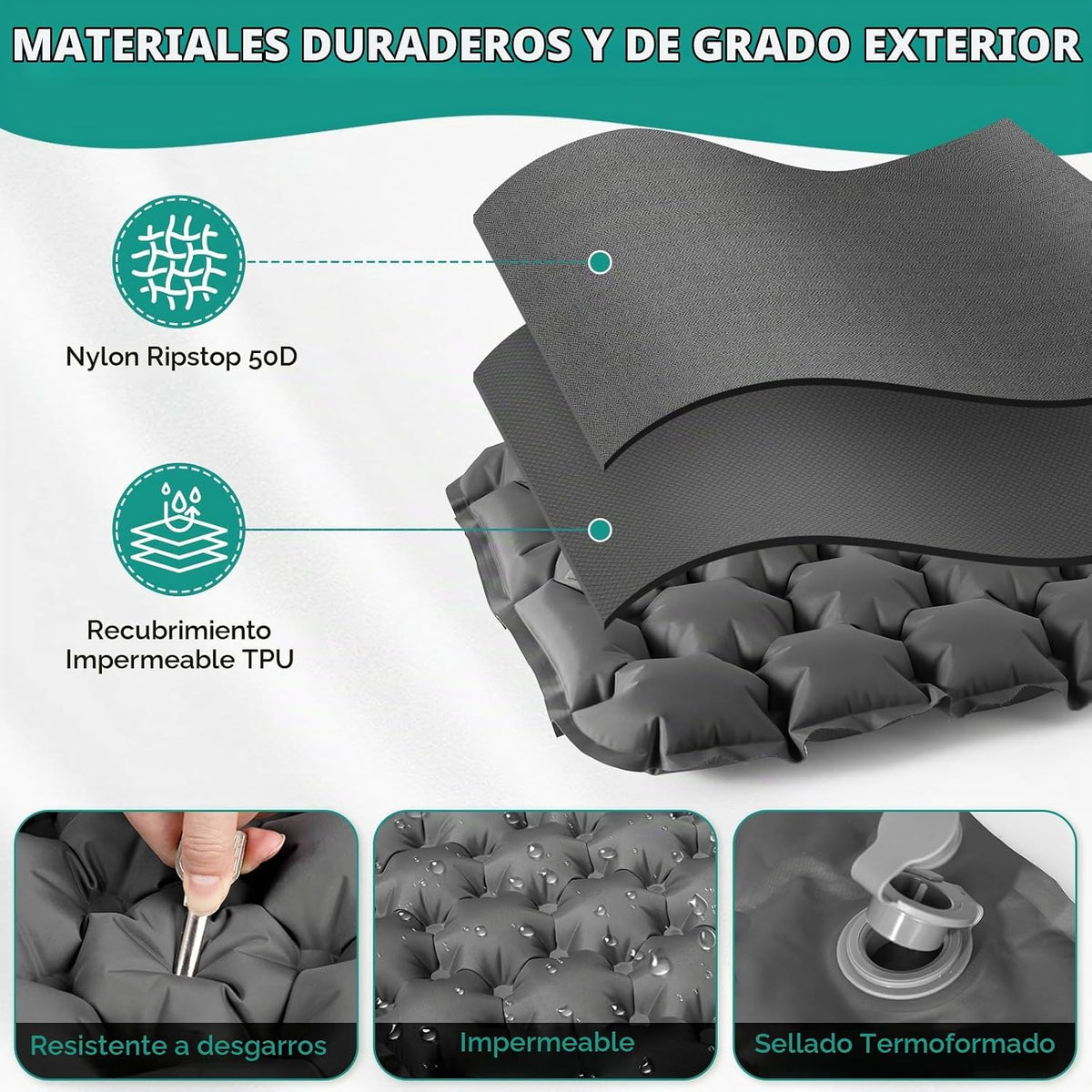GDREAMT Cojín de asiento inflable portátil y ligero para asiento de...