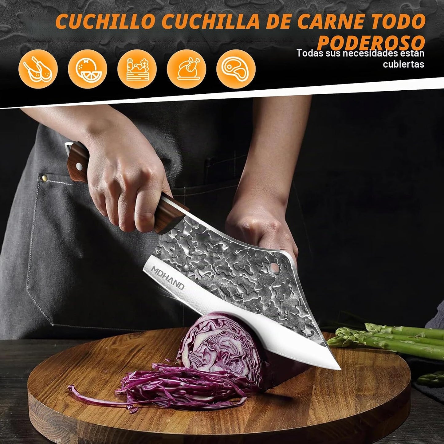MDHAND Juego de cuchillos de carnicero, juego de cuchillos de chef...