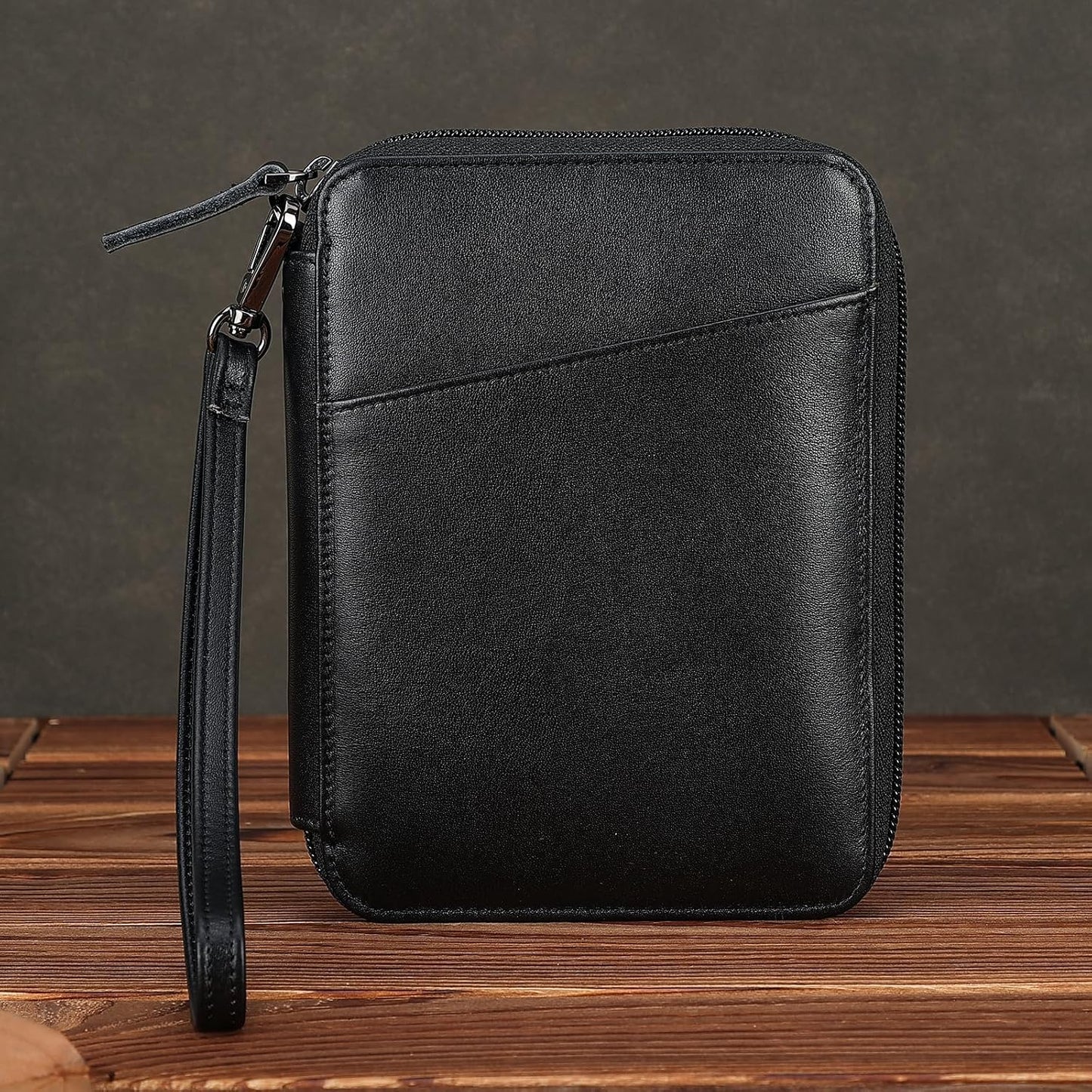 Polare - Cartera de piel de napa, para pasaporte familiar, para 4 p...