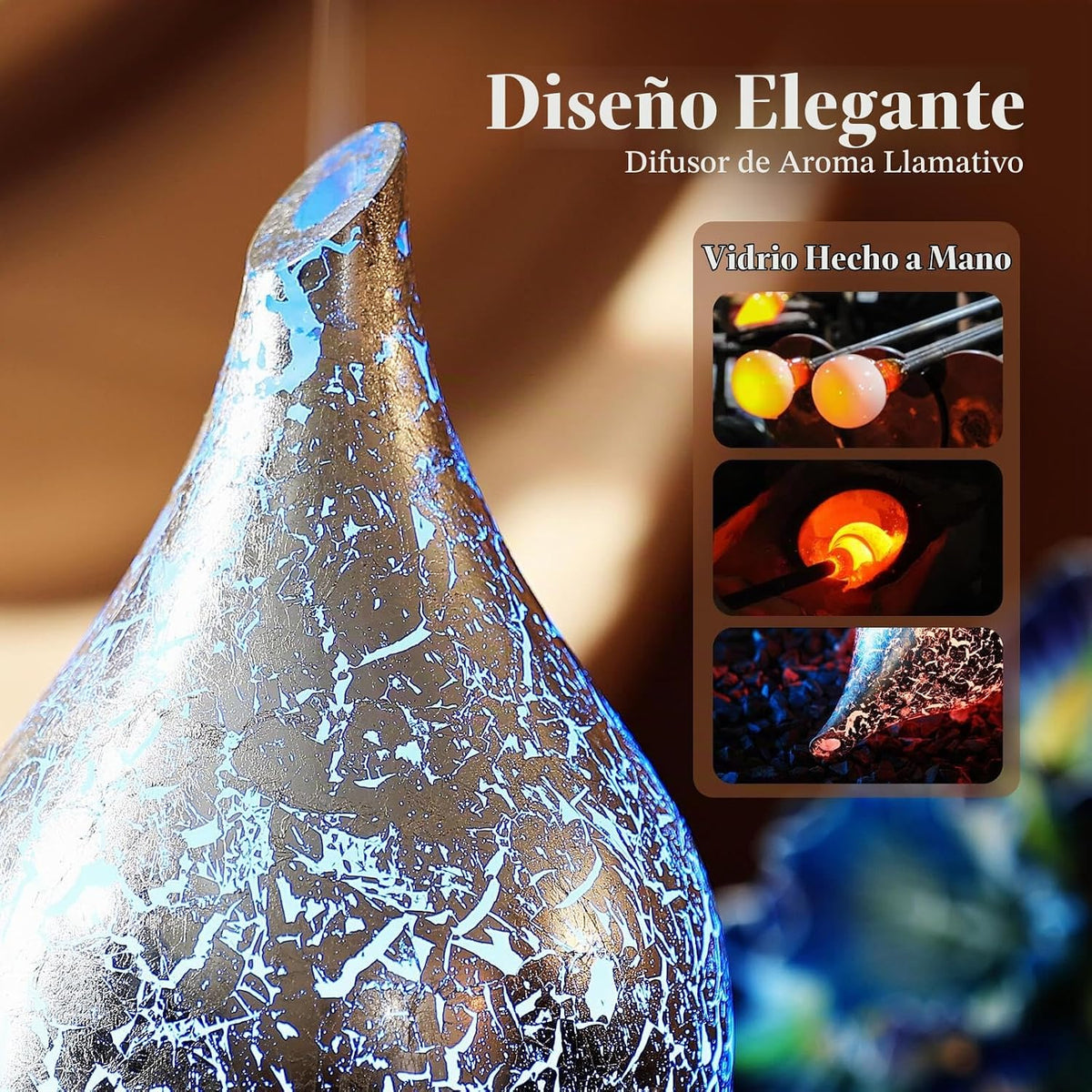 Porseme Difusor de aceite esencial 5.1 fl oz Difusor de cristal hec...