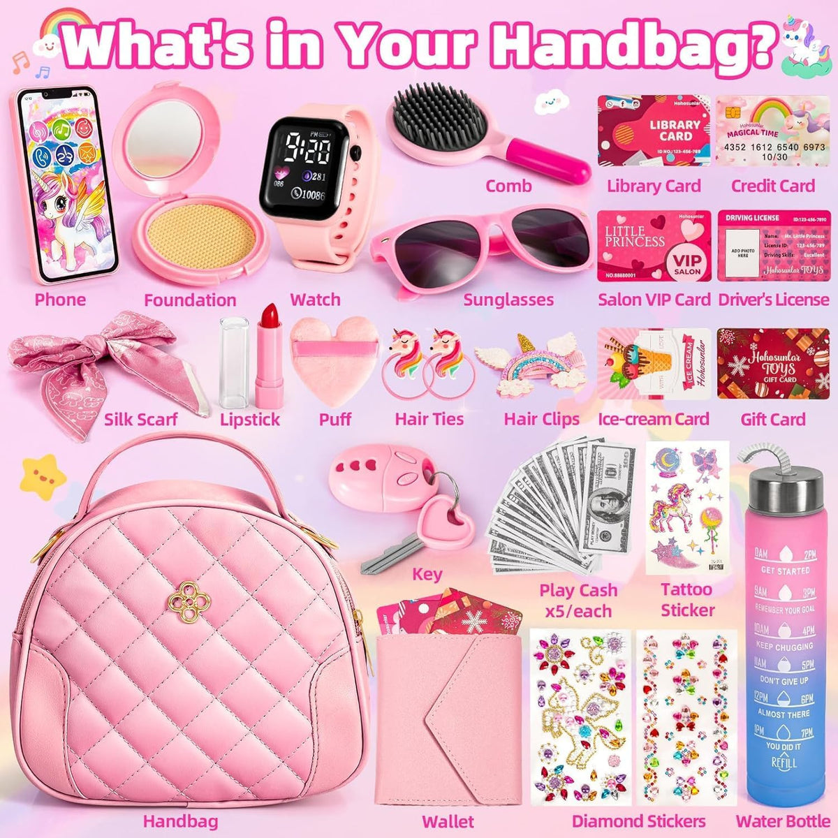 Hohosunlar Bolso de juego para niñas, bolso para niños con maquilla...