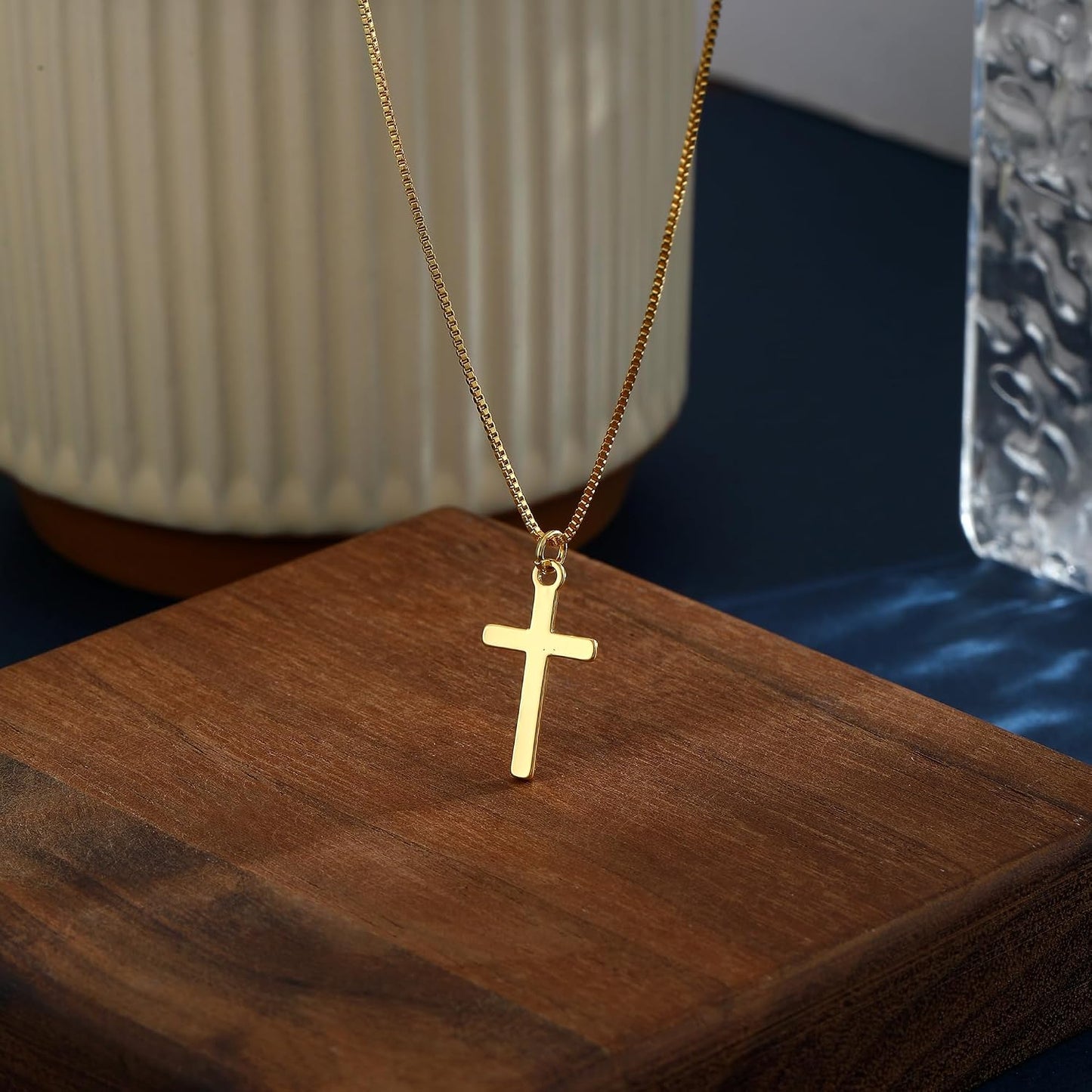 JIKASI Collar de cruz para mujer, chapado en oro o plata de 14 quil...