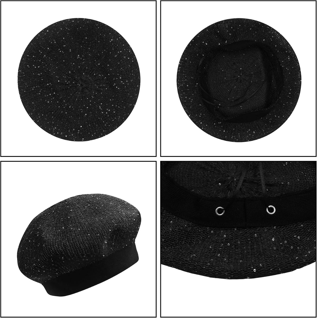 MOSSTYUS Boina ligera de encaje para mujer, diseño floral, transpir...
