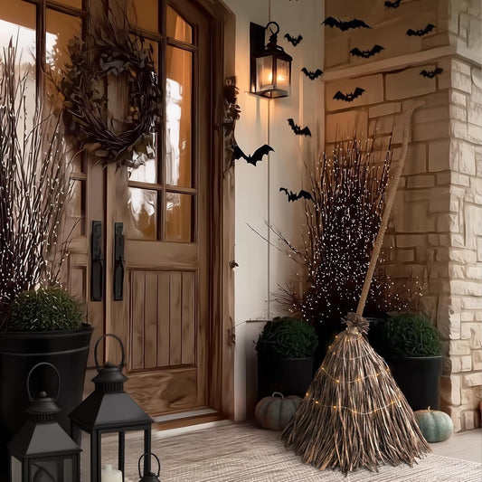 Decoraciones de Halloween, decoración de otoño para el hogar, escob...