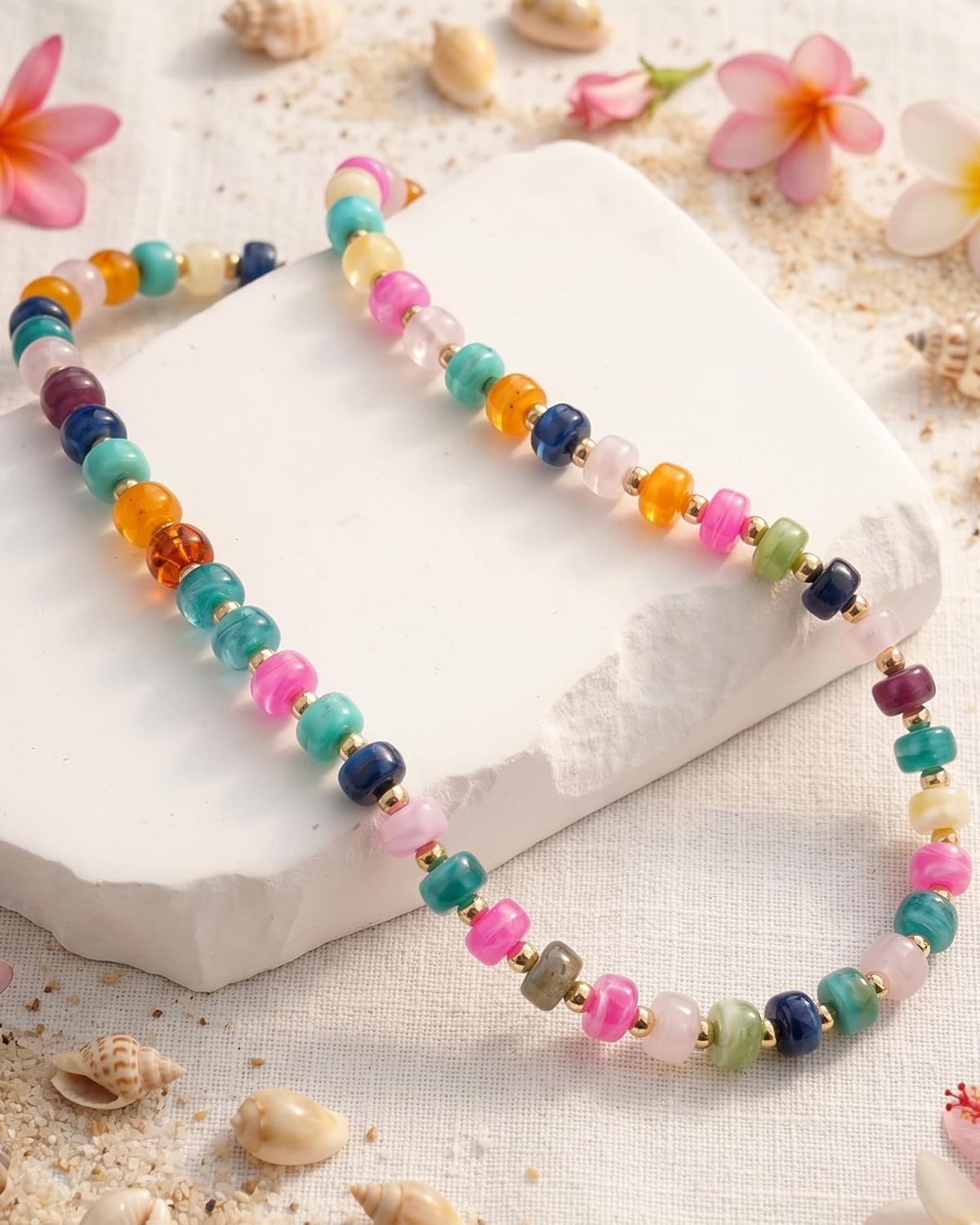 Trinckle Collares de cuentas gruesas para mujer, collares de cuenta...
