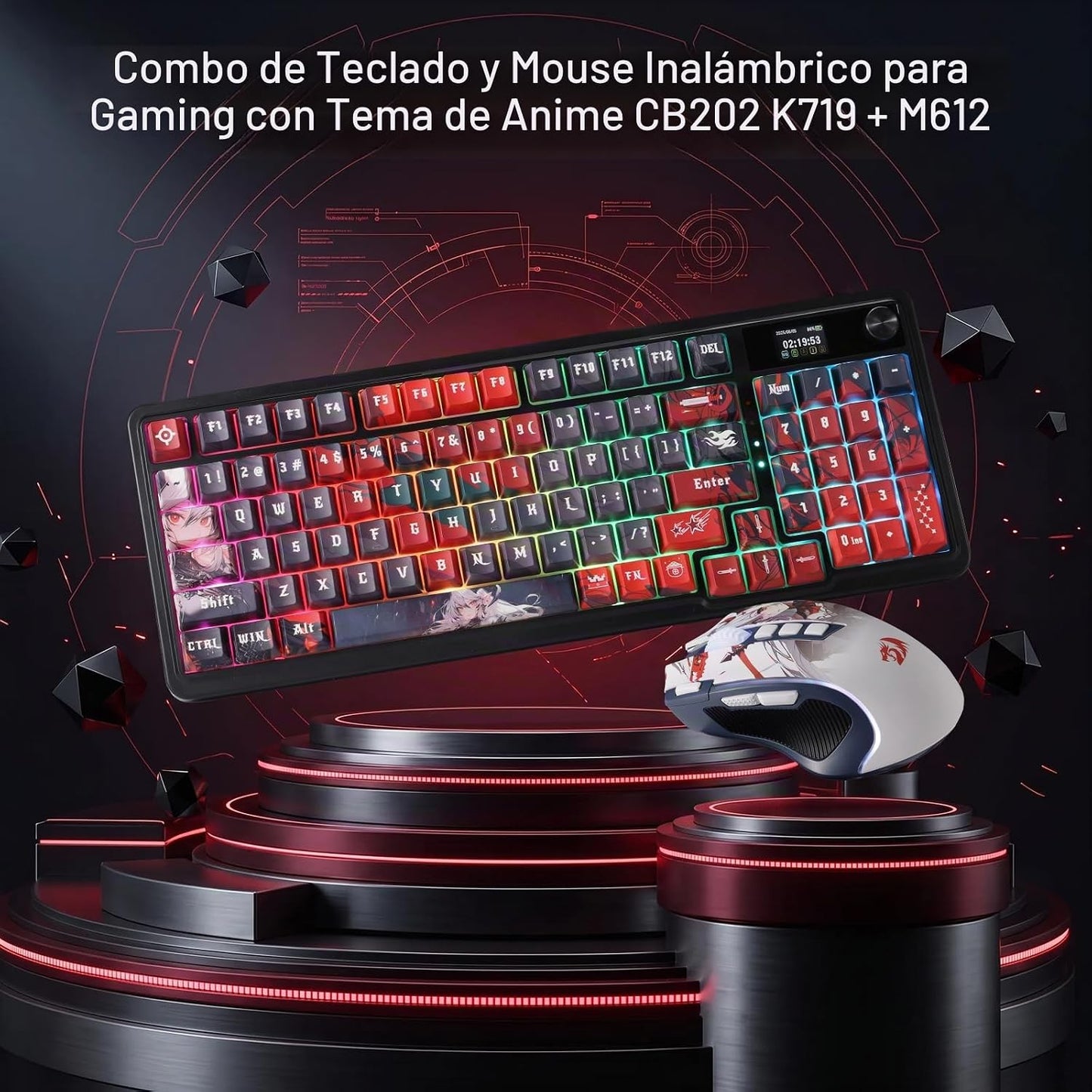 Redragon K719 PRO - Combo de teclado y mouse para juegos de anime,...