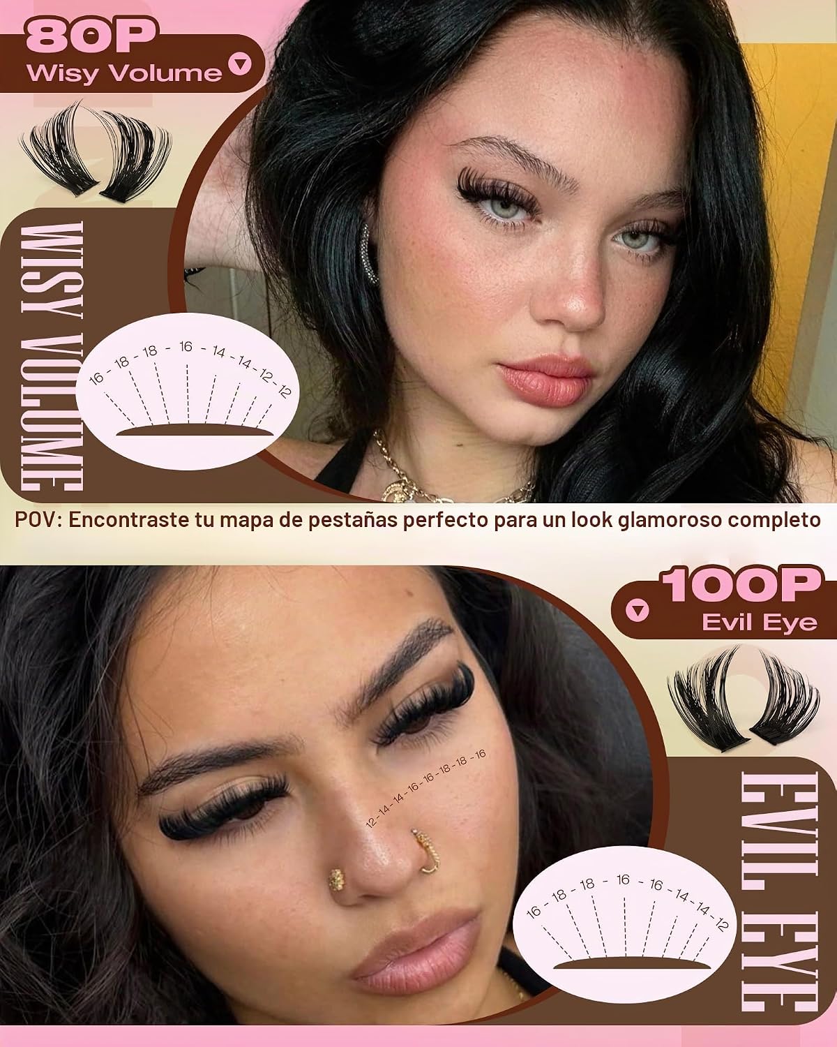 Kit de extensiones de pestañas con volumen, 560 piezas, 80D 100D, k...