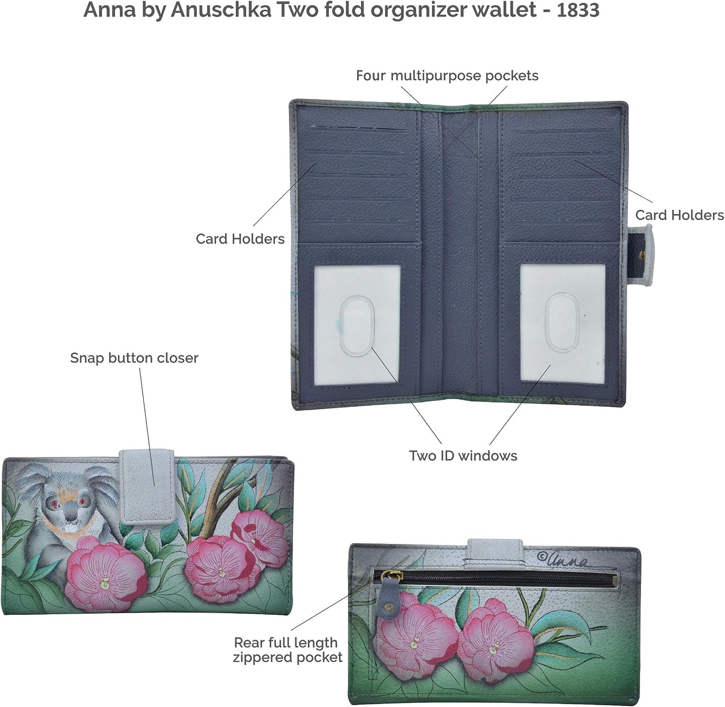 Anna by Anuschka Cartera organizadora de cuero original pintada a m...