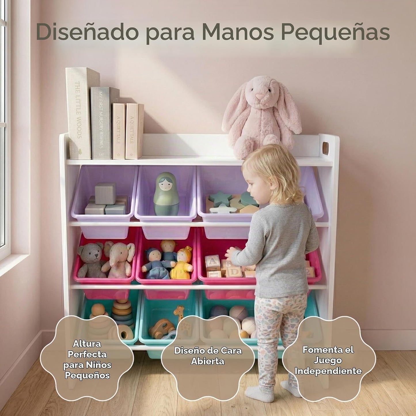 Humble Crew Organizador de juguetes para niños con estante de exhib...