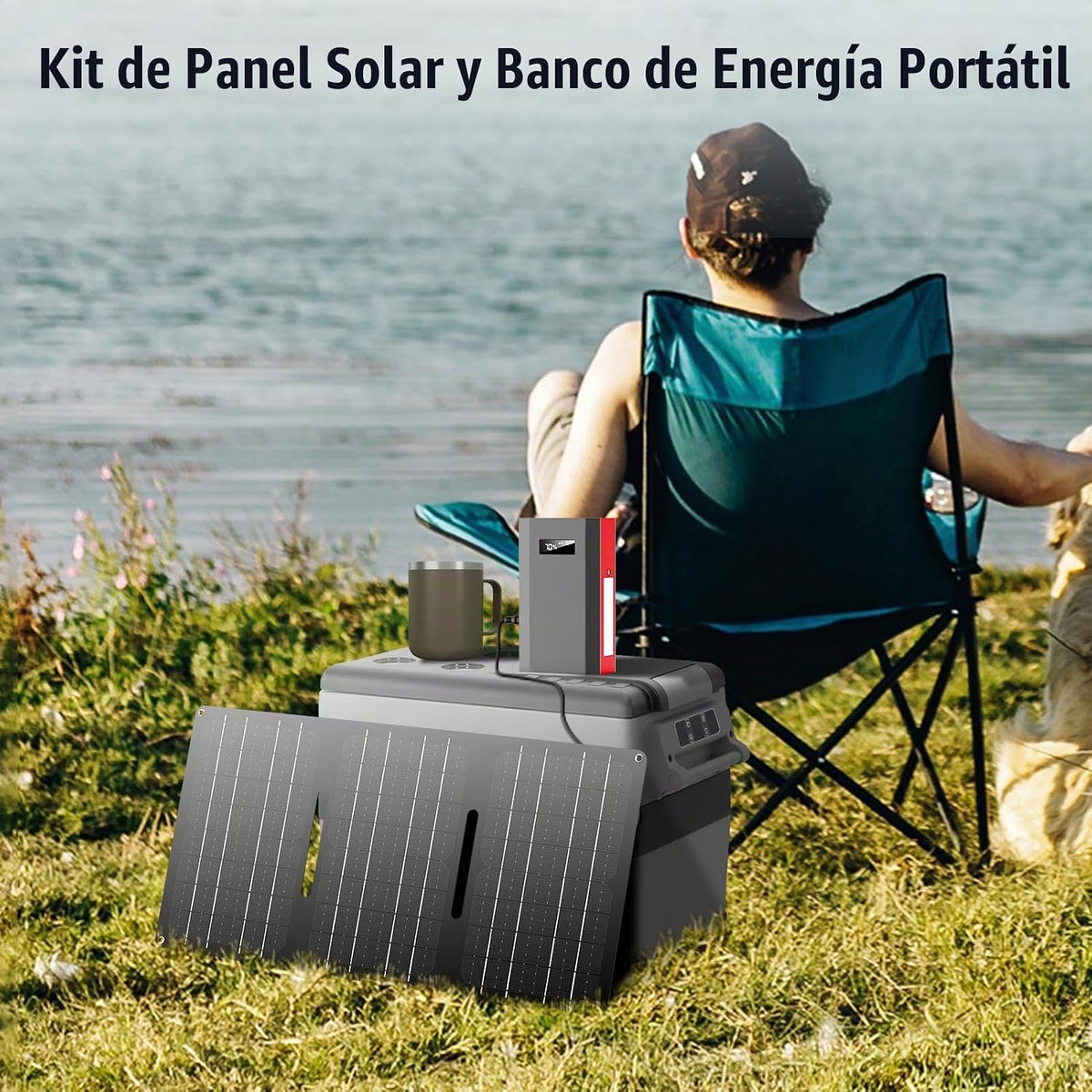Banco de energía solar portátil con salida de CA 65 W 110 V, baterí...