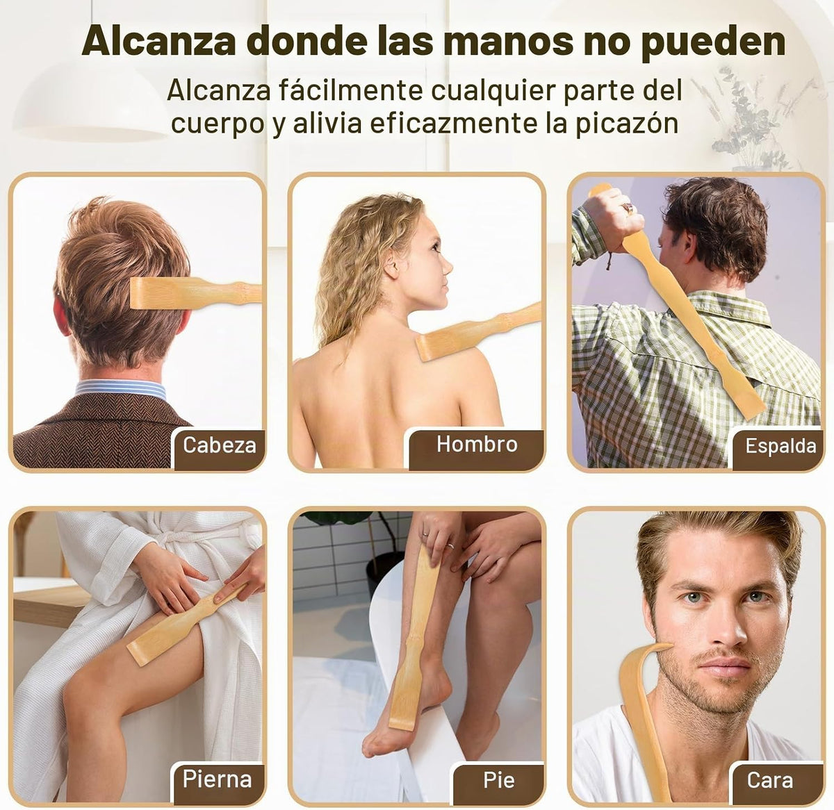 Renook Rascador de espalda de bambú de madera, rascador de espalda...