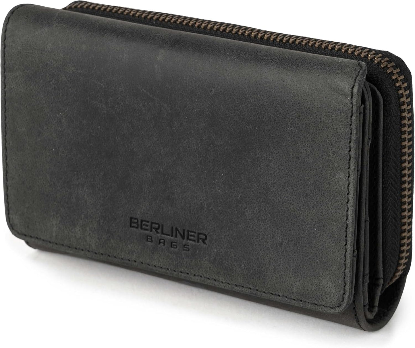 BERLINER BAGS Cartera vintage de piel auténtica Viena, con bloqueo...
