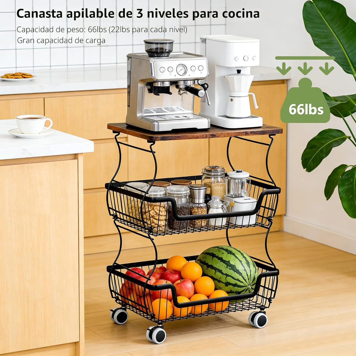 MAKE CHANGES Carrito de almacenamiento de cocina con ruedas, organi...