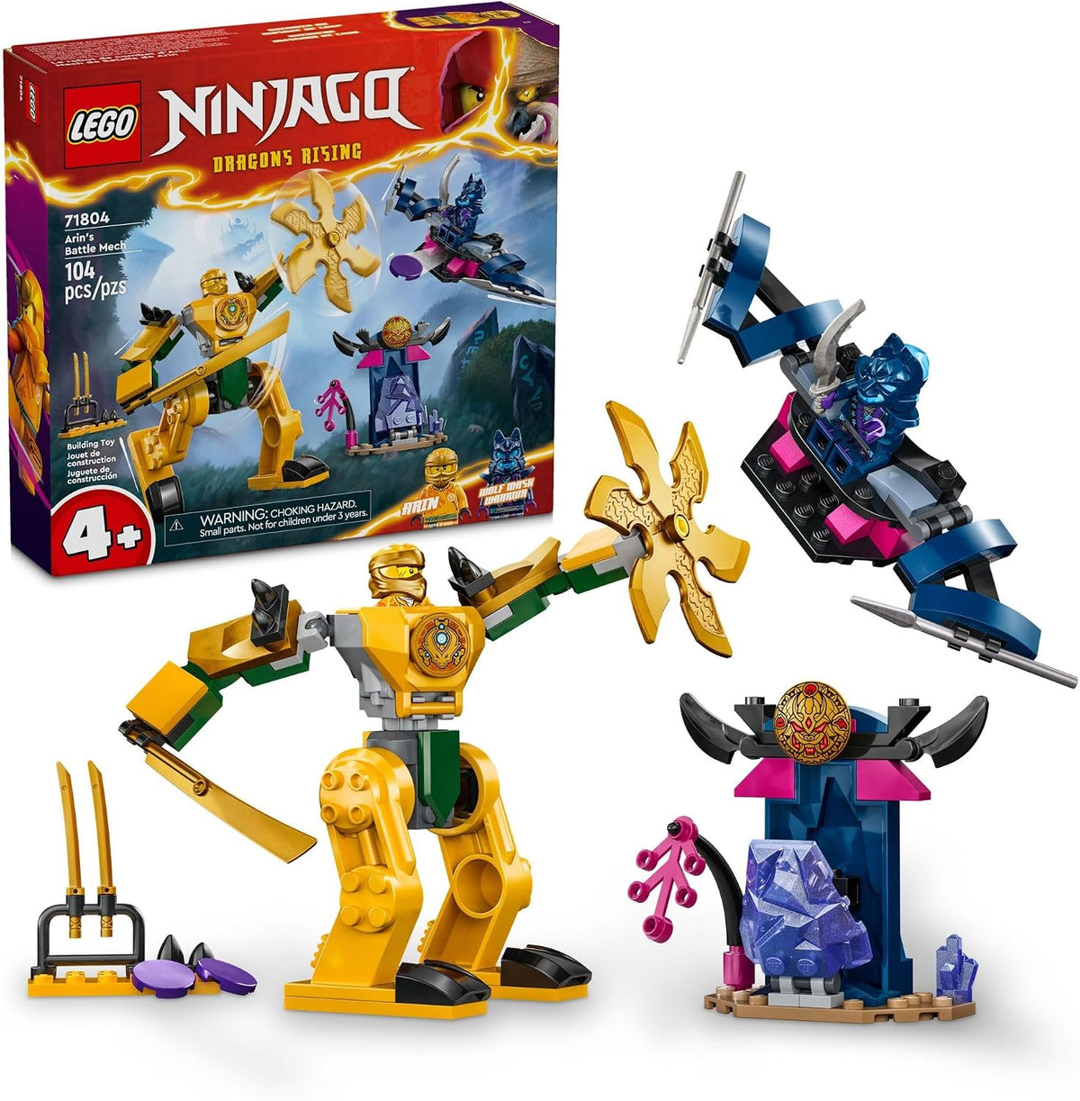 LEGO NINJAGO Mech de Batalla de Arin, juego de juguetes Ninja para...