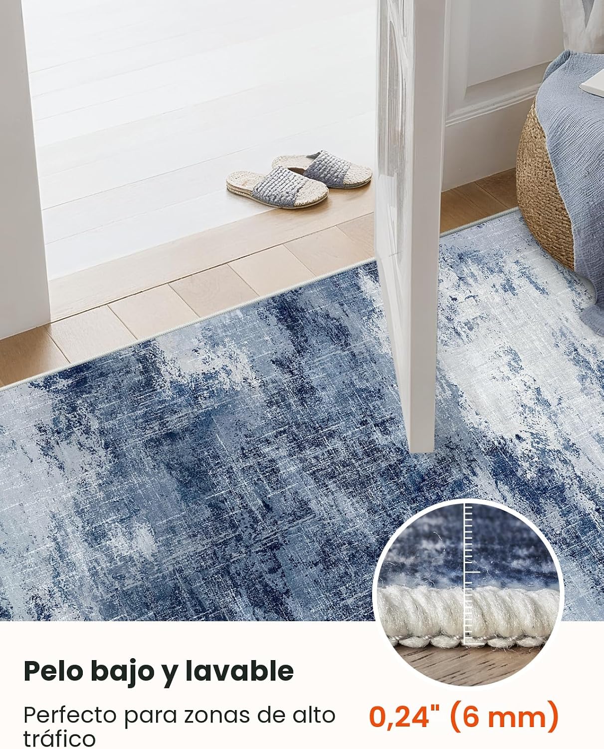 Amada - Alfombra abstracta lavable de 10 x 14 pies para sala de est...
